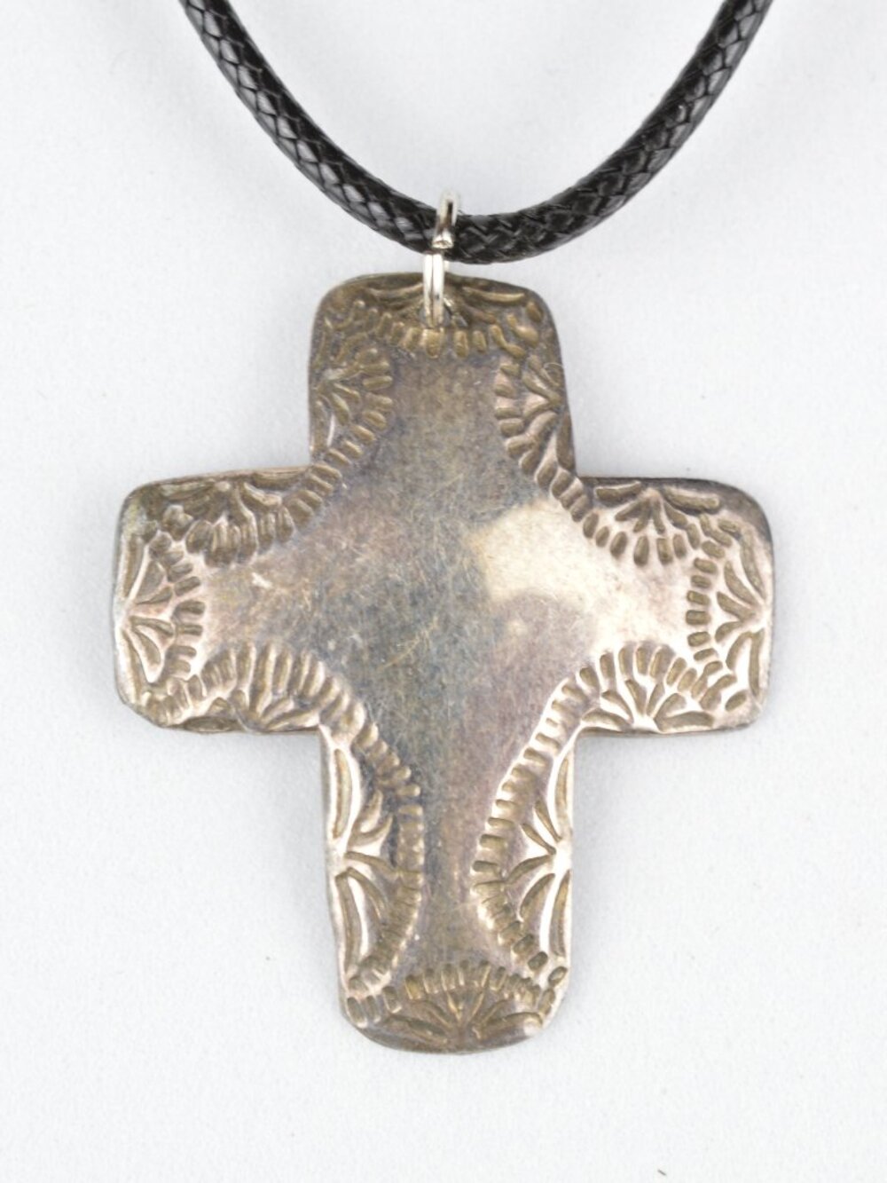 Sterling Silver Cross Pendant Stamped Southwestern Native American Mexican Style